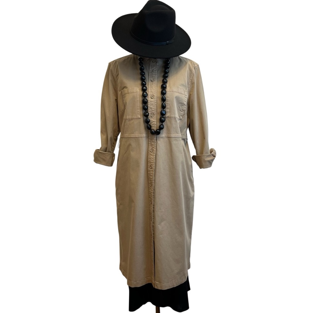 Guideboat Company Cotton Twill Khaki Midi Duster Shirtdress Topper Size XL